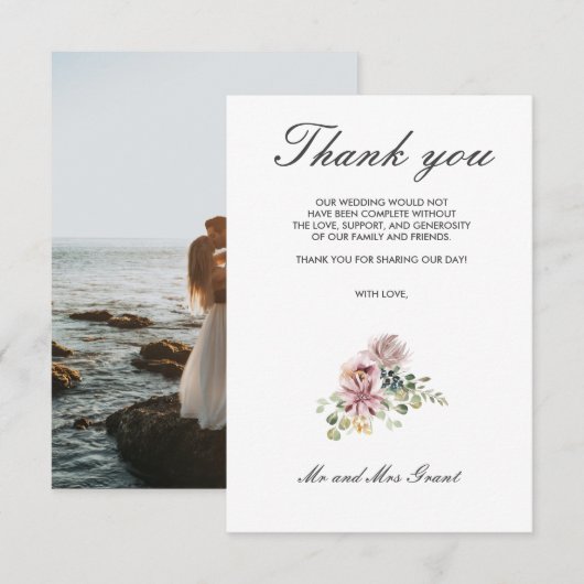 Anemone Blush | Foto Floral Wedding Dank u Bedankkaart (Voorkant / Achterkant)