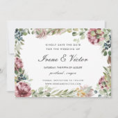 Anemone Blush Gray formal bruiloft Sla datum op Kaart (Voorkant)