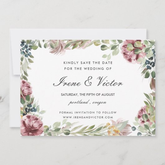 Anemone Blush Gray formal bruiloft Sla datum op Kaart (Voorkant)