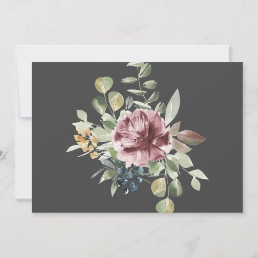 Anemone Blush Gray formal bruiloft Sla datum op Kaart (Achterkant)