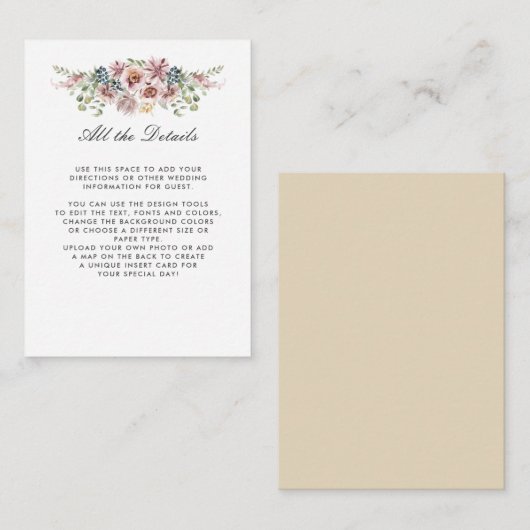 Anemone Blush Neutrale BRUILOFT Details Routebesch Informatiekaartje (Voorkant / Achterkant)