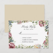 Anemone Blush Roze lijst Bruiloft RSVP Kaartje (Voorkant / Achterkant)