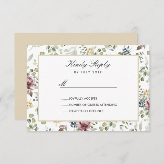 Anemone Blush Roze neutrale bloemen Bruiloft RSVP (Voorkant / Achterkant)