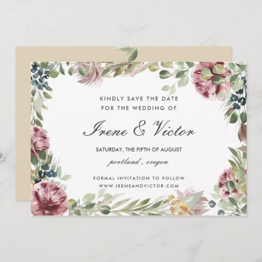 Anemone Blush Roze Neutrale bruiloft Bewaar de dat Kaart (Voorkant / Achterkant)