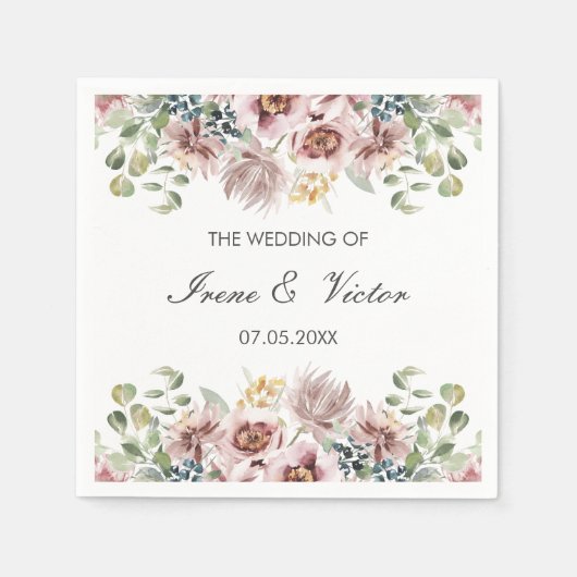 Anemone Blush | Stoffig palet aangepaste bruiloft Servet (Voorkant)