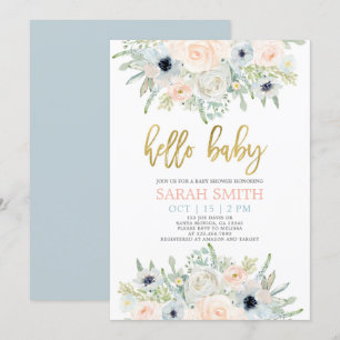 Anemone blush waterverf Baby shower Kaart