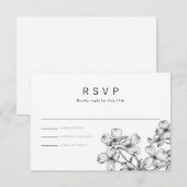 Anemone Boeket Bruiloft RSVP Kaartje (Voorkant / Achterkant)