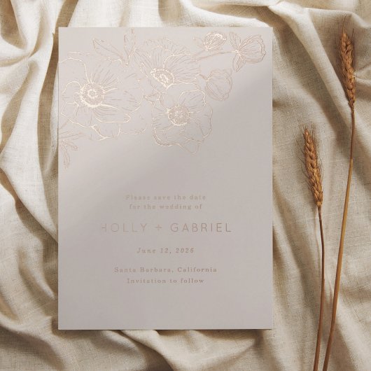 Anemone Boeket Bruiloft Save The Date Folie Uitnodiging