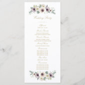 Anemone Boeket Trouwprogramma Programmakaart (Achterkant)