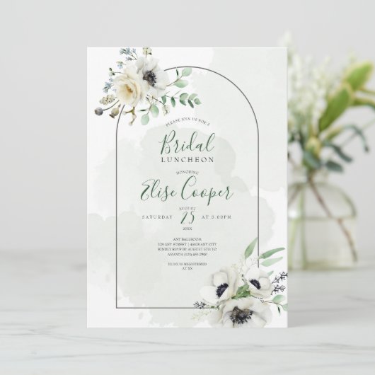 Anemone Bouquet Arch Vrijgezellenfeest Kaart (Staand voorkant)