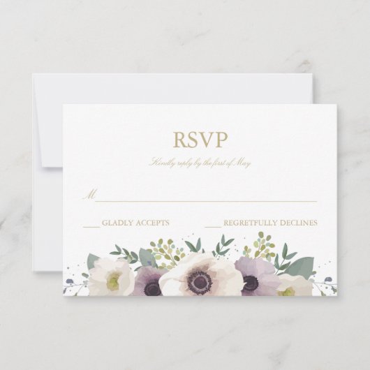 Anemone Bouquet RSVP-kaart RSVP Kaartje (Voorkant)