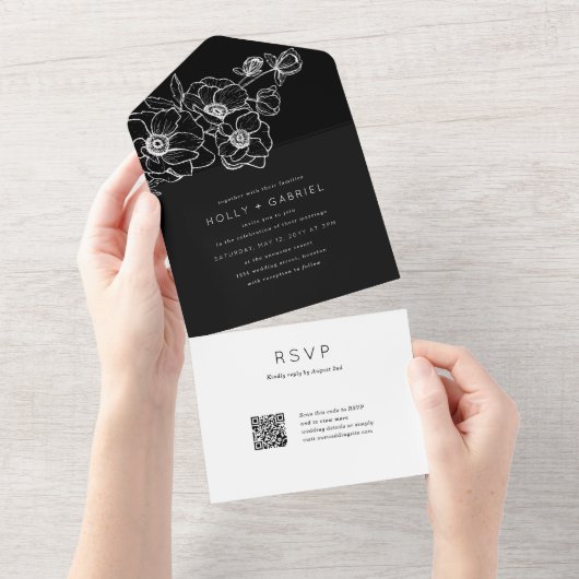 Anemone Bouquet trouwt in één uitnodiging (Afscheurbaar)