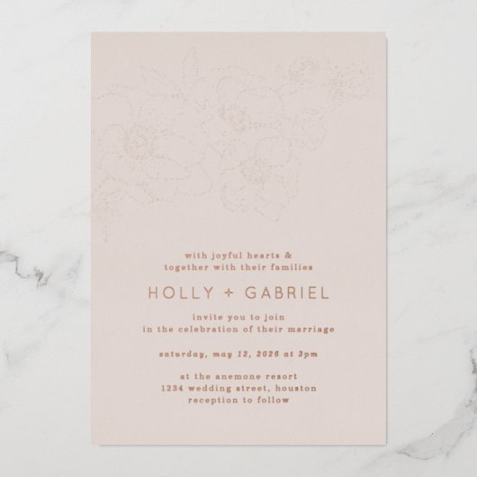 Anemone Bouquet Wedding Folie Uitnodiging (Voorkant)