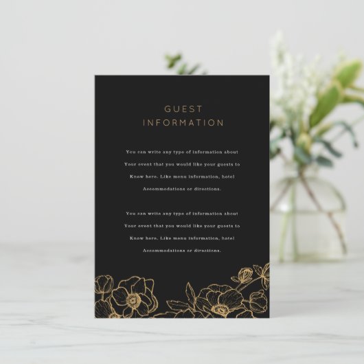 Anemone Bouquet Wedding Insert Informatiekaartje (Staand voorkant)