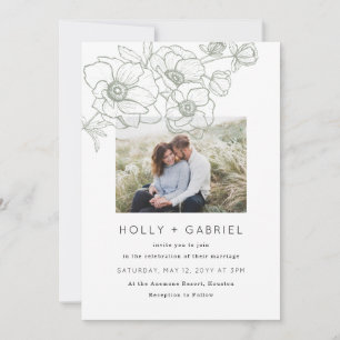 Anemone Bouquet Wedding Invitation Kaart