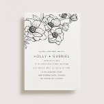 Anemone Bouquet Wedding Invitation Kaart<br><div class="desc">Een elegante en moderne kunststijl florale schets van anemonbloemen ontworpen door Shelby Allison.</div>