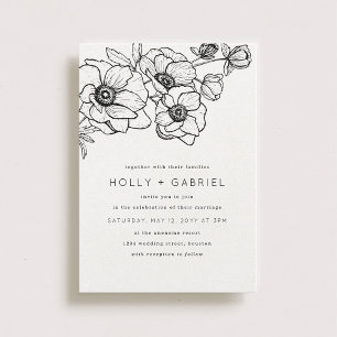 Anemone Bouquet Wedding Invitation Kaart