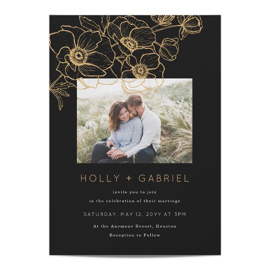 Anemone Bouquet Wedding Invitation Kaart
