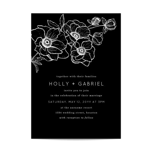 Anemone Bouquet Wedding Invitation Kaart