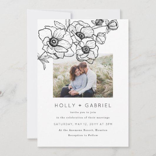 Anemone Bouquet Wedding Invitation Kaart (Voorkant)