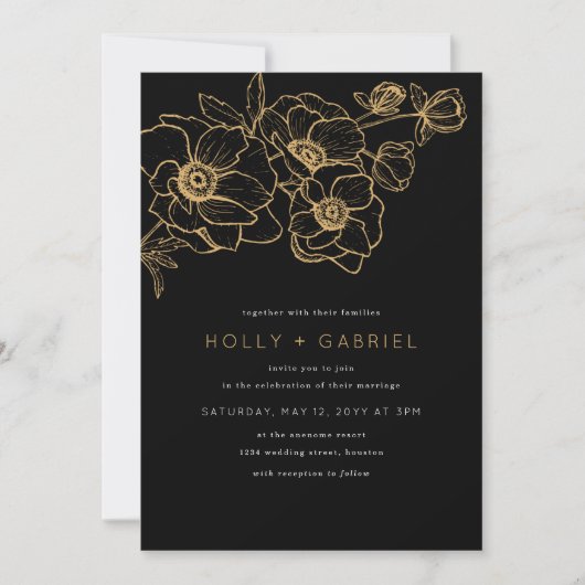 Anemone Bouquet Wedding Invitation Kaart (Voorkant)