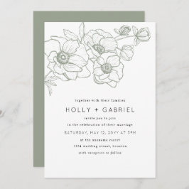Anemone Bouquet Wedding Invitation Kaart