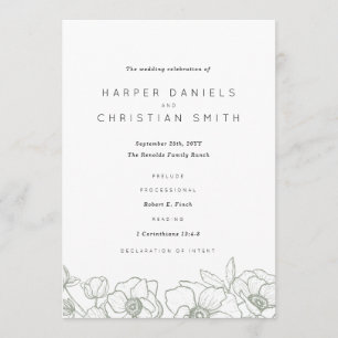 Anemone Bouquet Wedding Programmakaart