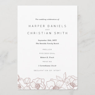 Anemone Bouquet Wedding Programmakaart