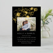 Anemone Bouquet Wedding Real Gold Folie Uitnodiging (Staand Voorkant)