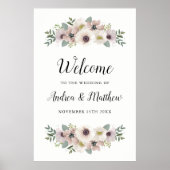 Anemone Bouquet Wedding Welcome Sign Poster (Voorkant)