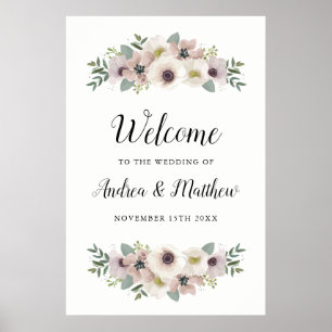Anemone Bouquet Wedding Welcome Sign Poster