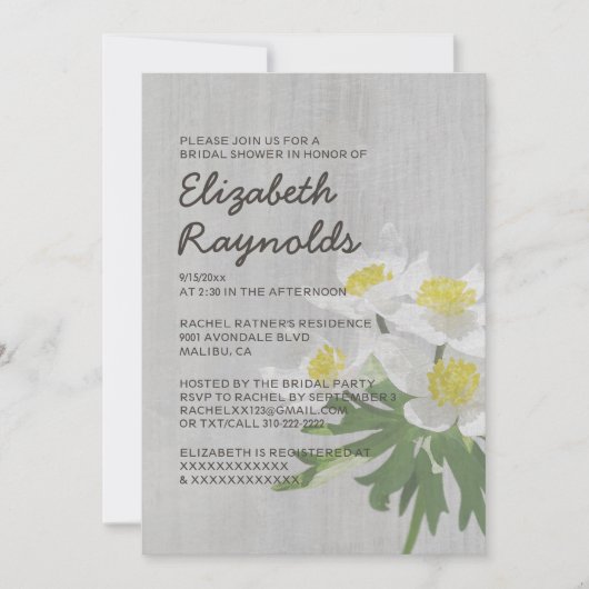 Anemone Bridal Shower Invitations Kaart (Voorkant)