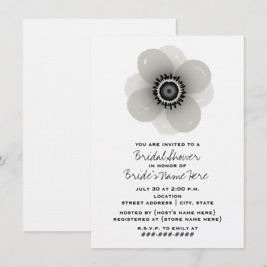 Anemone Bridal Shower Kaart (Voorkant / Achterkant)