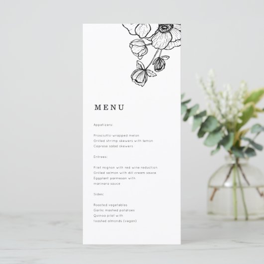 Anemone bruiloft menu (Staand voorkant)
