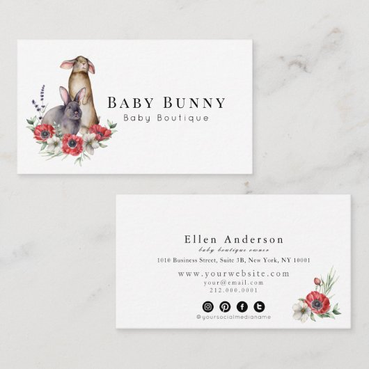 Anemone Bunnies Baby Boutique Social Media Busines Visitekaartje (Voorkant / Achterkant)