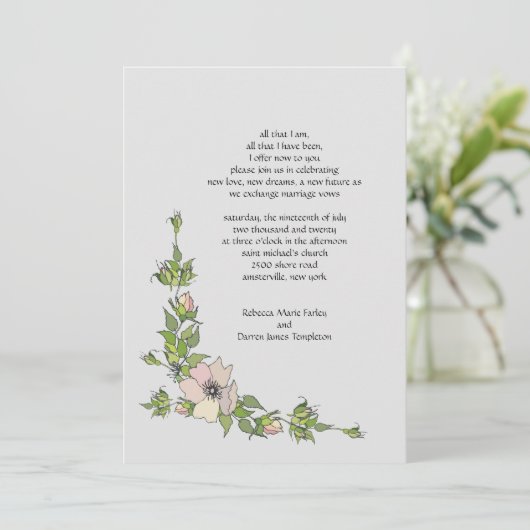 Anemone Corner Second Marriage Wedding Invitation Kaart (Staand voorkant)