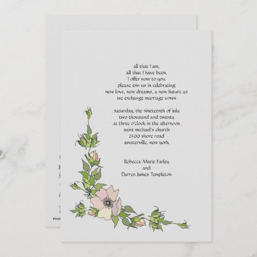 Anemone Corner Second Marriage Wedding Invitation Kaart (Voorkant / Achterkant)