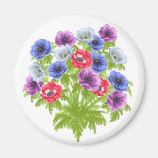 Anemone de Caen Tuin Bloemen Magneet (Voorkant)