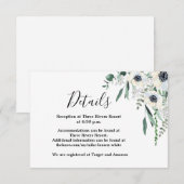 Anemone details trouwkaart RSVP kaartje (Voorkant / Achterkant)