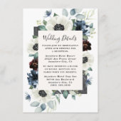 Anemone Dusty Blue Thistle Burgundy Floral Wedding Informatiekaartje (Voorkant)