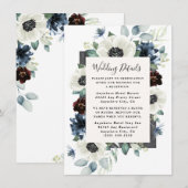 Anemone Dusty Blue Thistle Burgundy Floral Wedding Informatiekaartje (Voorkant / Achterkant)