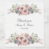 Anemone Dusty Palette bruiloft dank u Wijn Etiket (Enkel label)