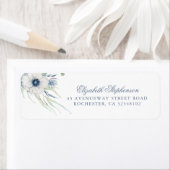 Anemone en Dusty Blue Thistle Modern Elegant Etiket (Insitu)