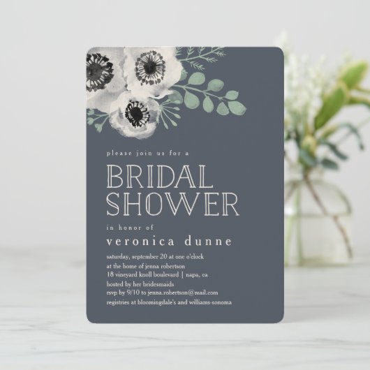 Anemone en Eucalyptus Bridal Shower Kaart (Staand voorkant)