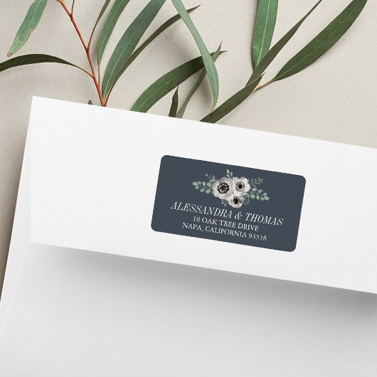 Anemone en Eucalyptus Floral Return Address Etiket