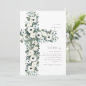 Anemone en Eucalyptus kruis doop doopsel Kaart (Staand voorkant)