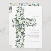 Anemone en Eucalyptus kruis doop doopsel Kaart (Voorkant / Achterkant)