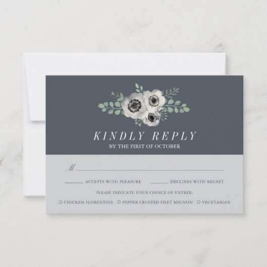 Anemone en Eucalyptus RSVP-kaart met keuze uit maa RSVP Kaartje (Voorkant)