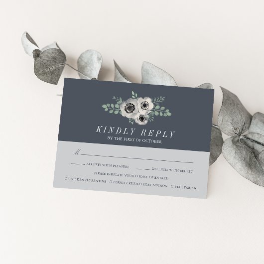 Anemone en Eucalyptus RSVP-kaart met keuze uit maa RSVP Kaartje