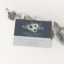 Anemone en Eucalyptus Weddenschap RSVP Reactie Kaartje
